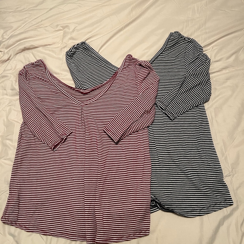 SO Pink Ribbed 3/4 Sleeve Relaxed Blouse
